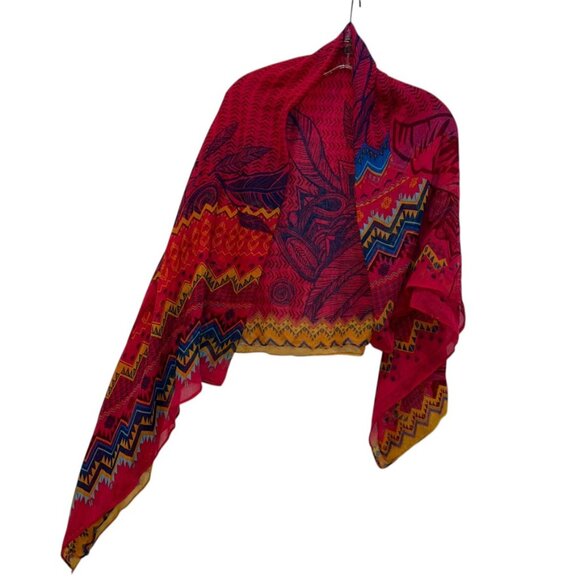 Ford Cares Women Pink Breast Cancer Collection warm bright colors ethnic scarf - Picture 4 of 5